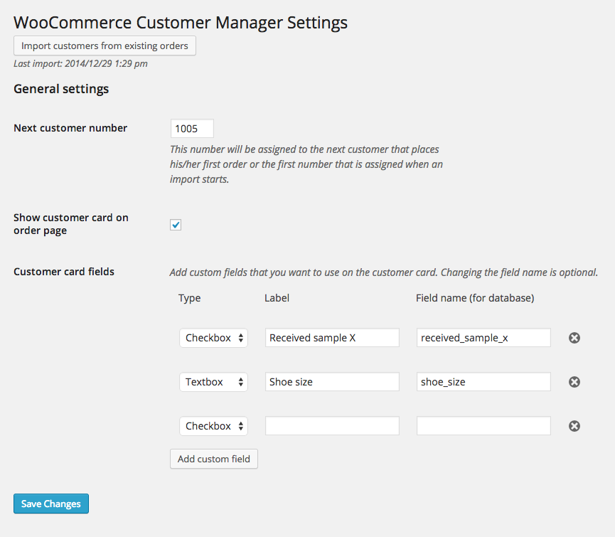 WooCommerce Customer Manager Settings