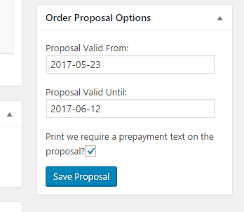 WooCommerce Order Proposal Options