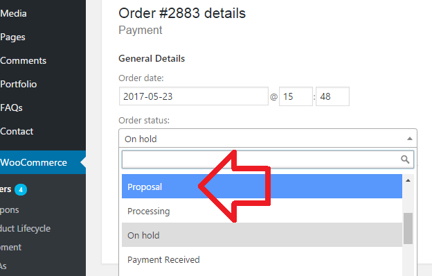 WooCommerce Order Proposal Status